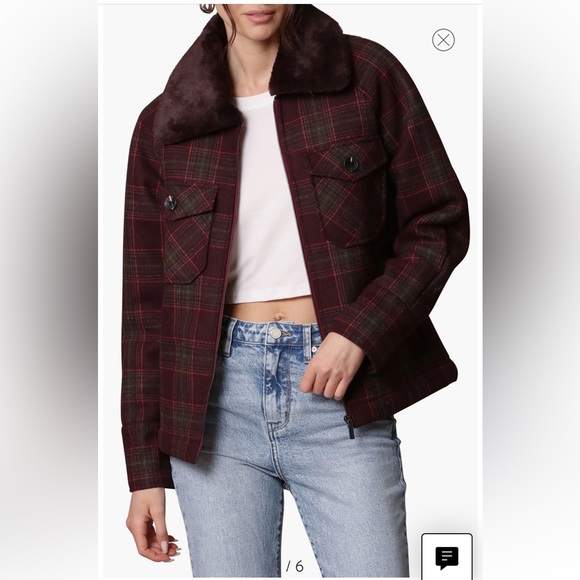 Avec Les Filles Jackets & Blazers - Plaid Zip Trucker Jacket with Faux Fur Trim
Avec Les Filles NWT